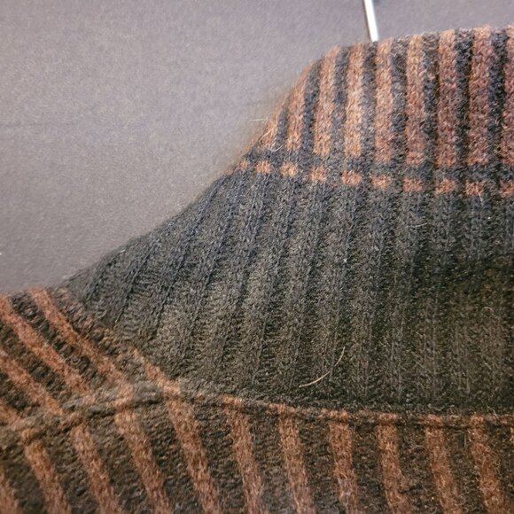 Vintage 1960s Walsted Pullover Sweater Brown Stripes Shawl Neck Sz 46 Fading - Picture 9 of 11